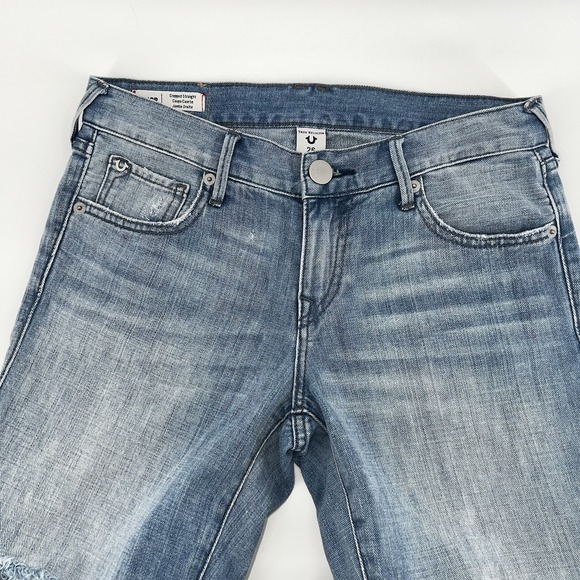 True Religion Women's Size 26 STARR Cropped Straight Jeans Distressed Frayed Hem - Picture 4 of 16